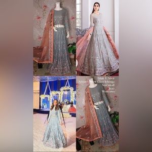 Falak E Noor Afrozeh Snow Glass lehenga